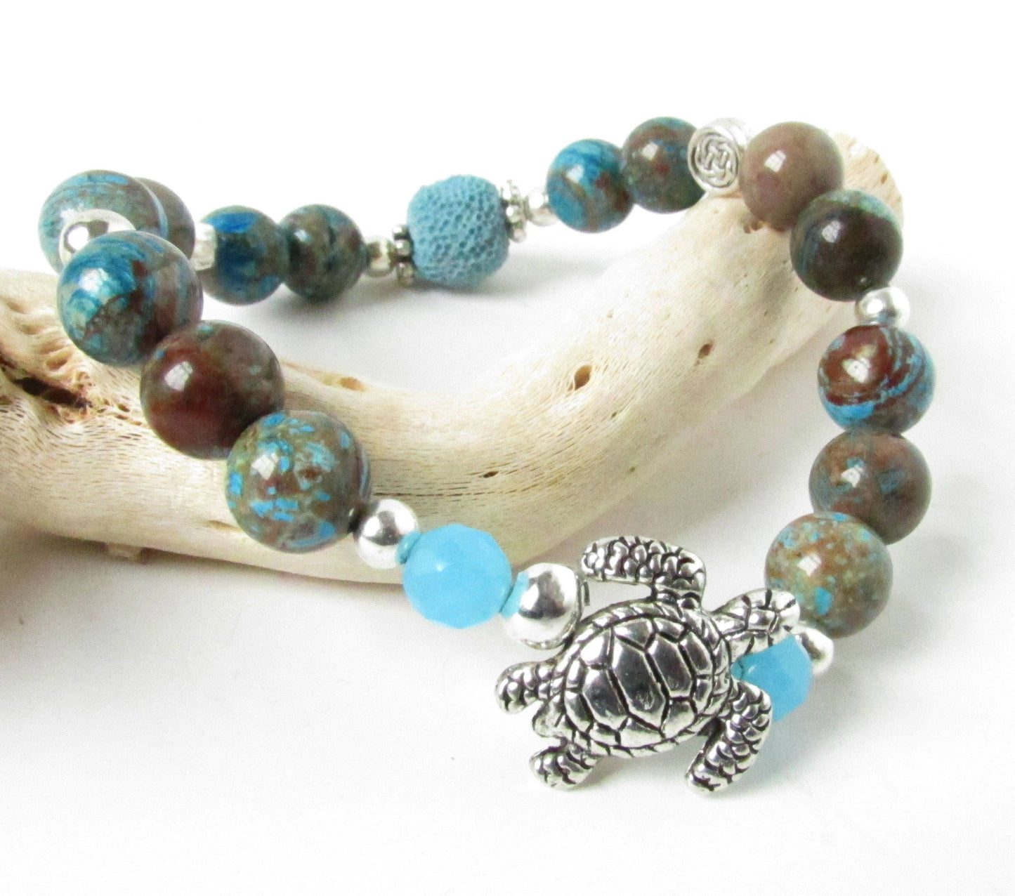 Turtle Bracelet: Crazy Lace Agate & Lava Stone Aromatherapy Diffuser