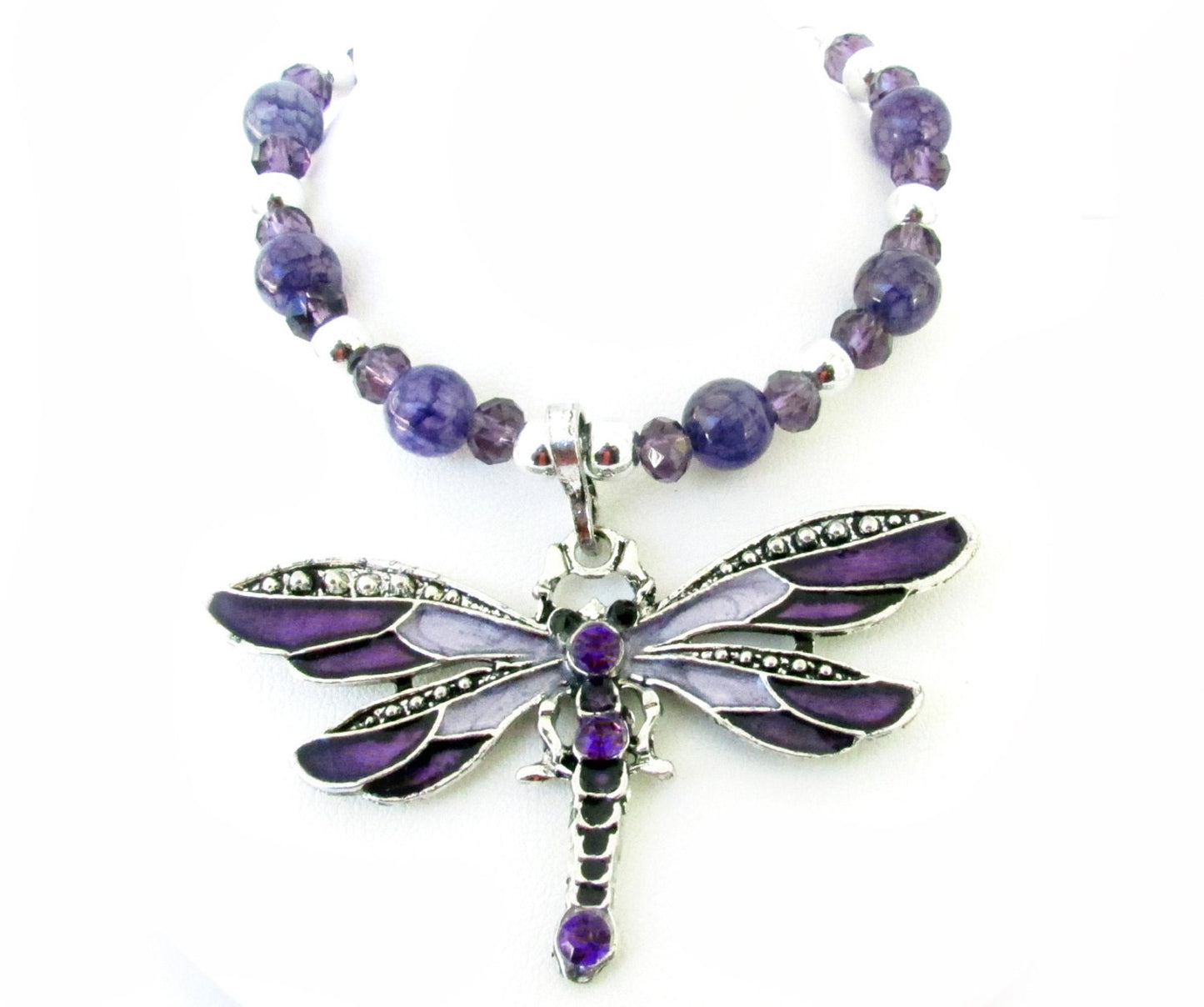 Purple Dragonfly Curtain Tiebacks – Beaded Shabby Chic Girls Room Decor, Handmade Set of 2