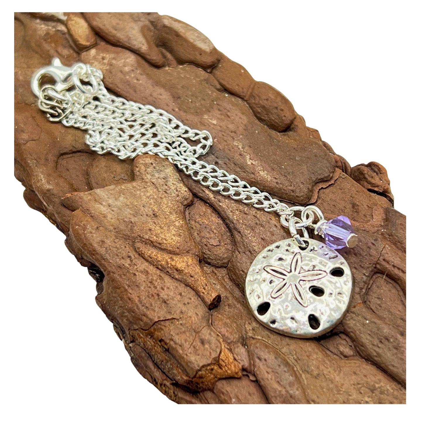 Sand Dollar Anklet – Purple Crystal Beach Ankle Bracelet, Handmade Coastal Jewelry Gift