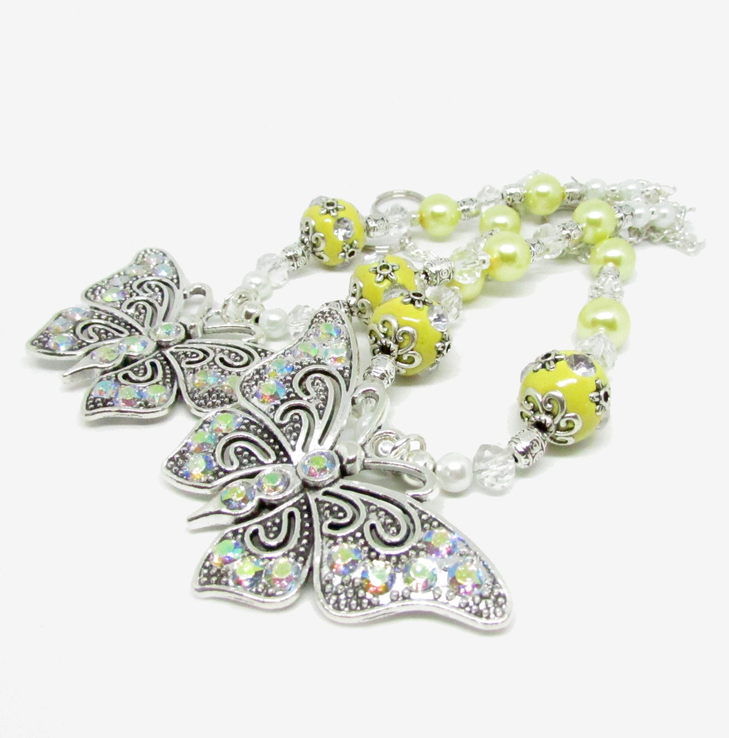 Butterfly Curtain Tiebacks – Rhinestone Beaded Nursery & Girls Room Decor, Handmade Set of 2