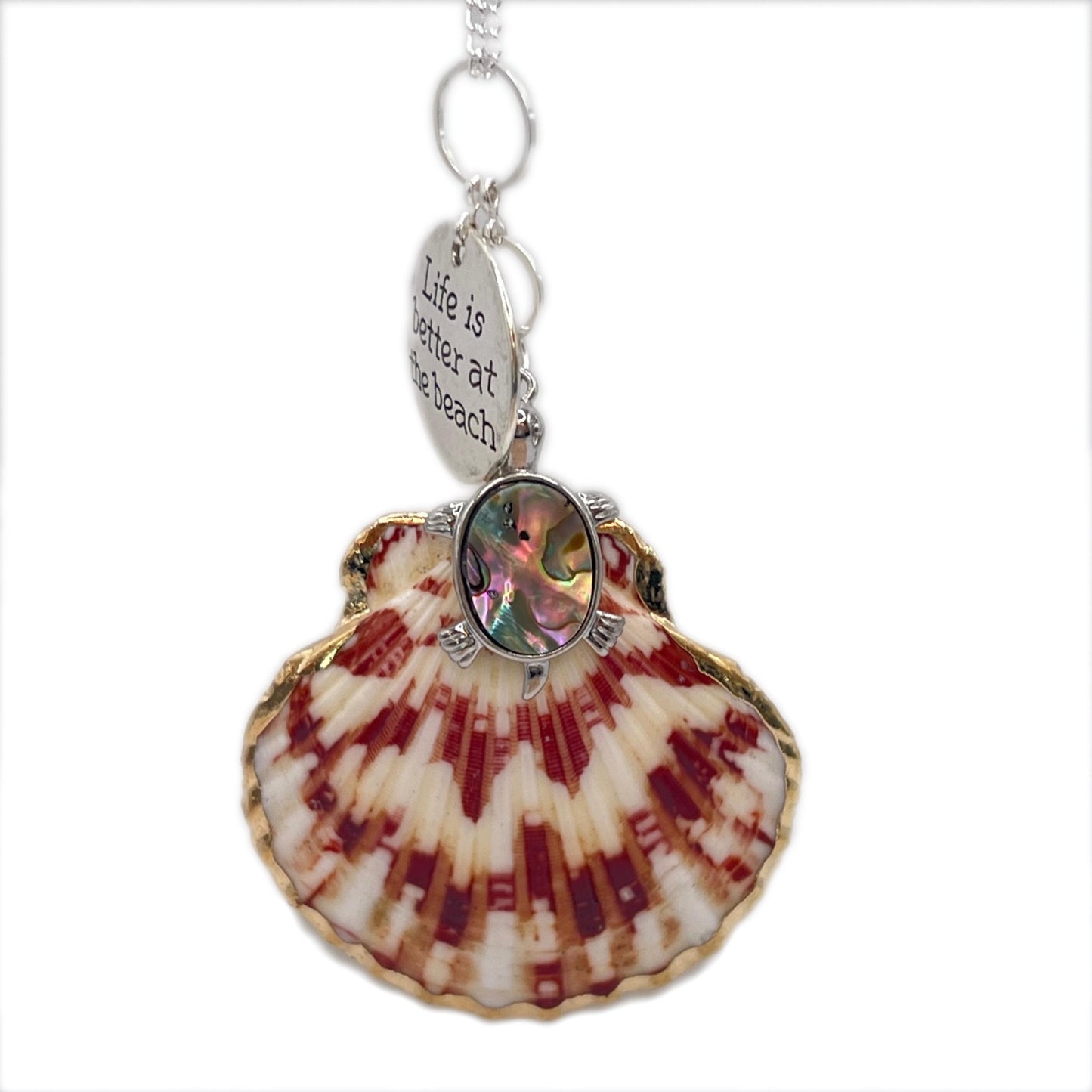 Abalone Turtle Car Charm – Shell Rear View Mirror Dangle, Coastal Ocean Gift
