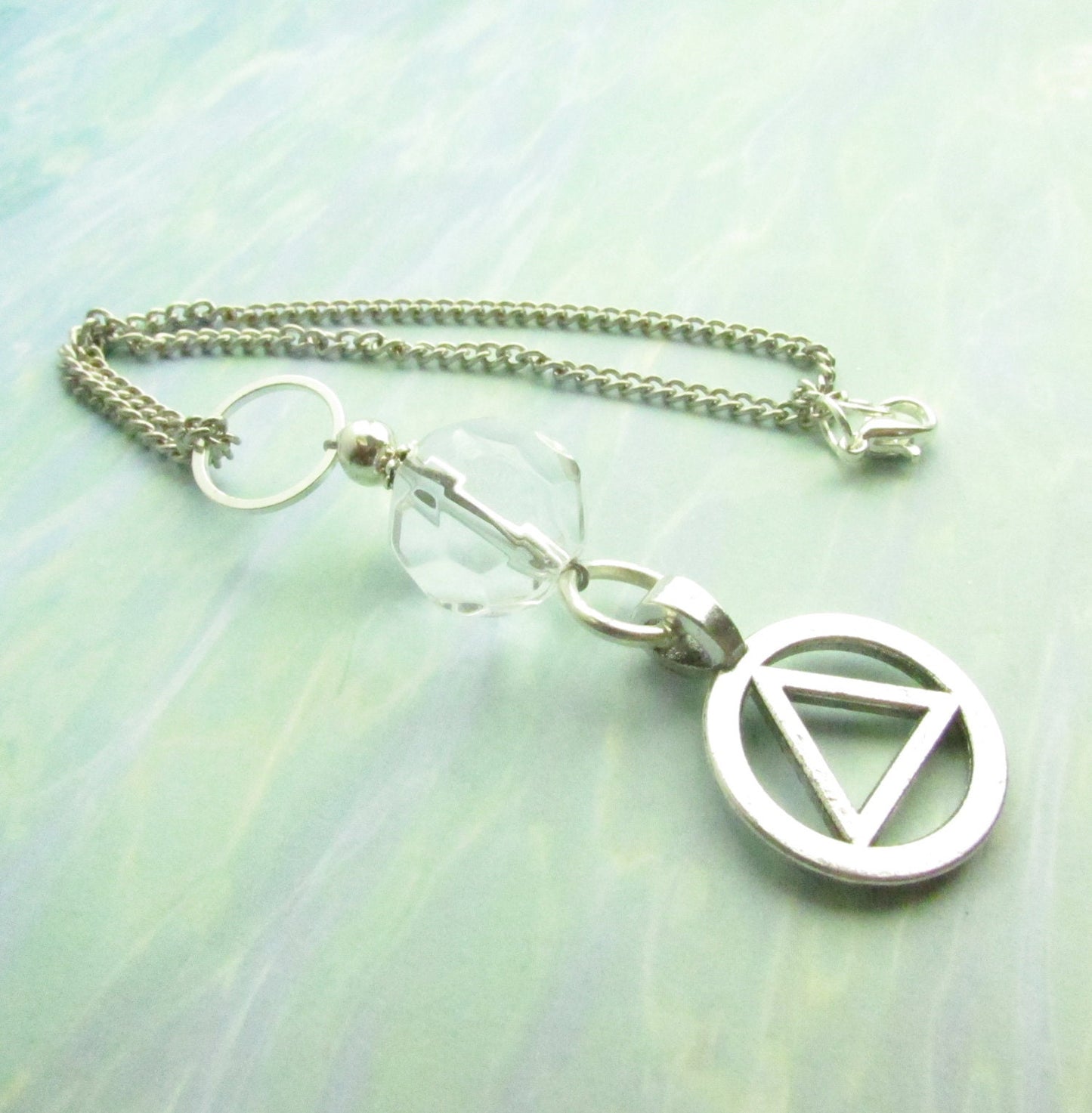 Crystal AA Car Charm – Addiction Recovery Rear View Mirror Gift, Sobriety Car Accessory