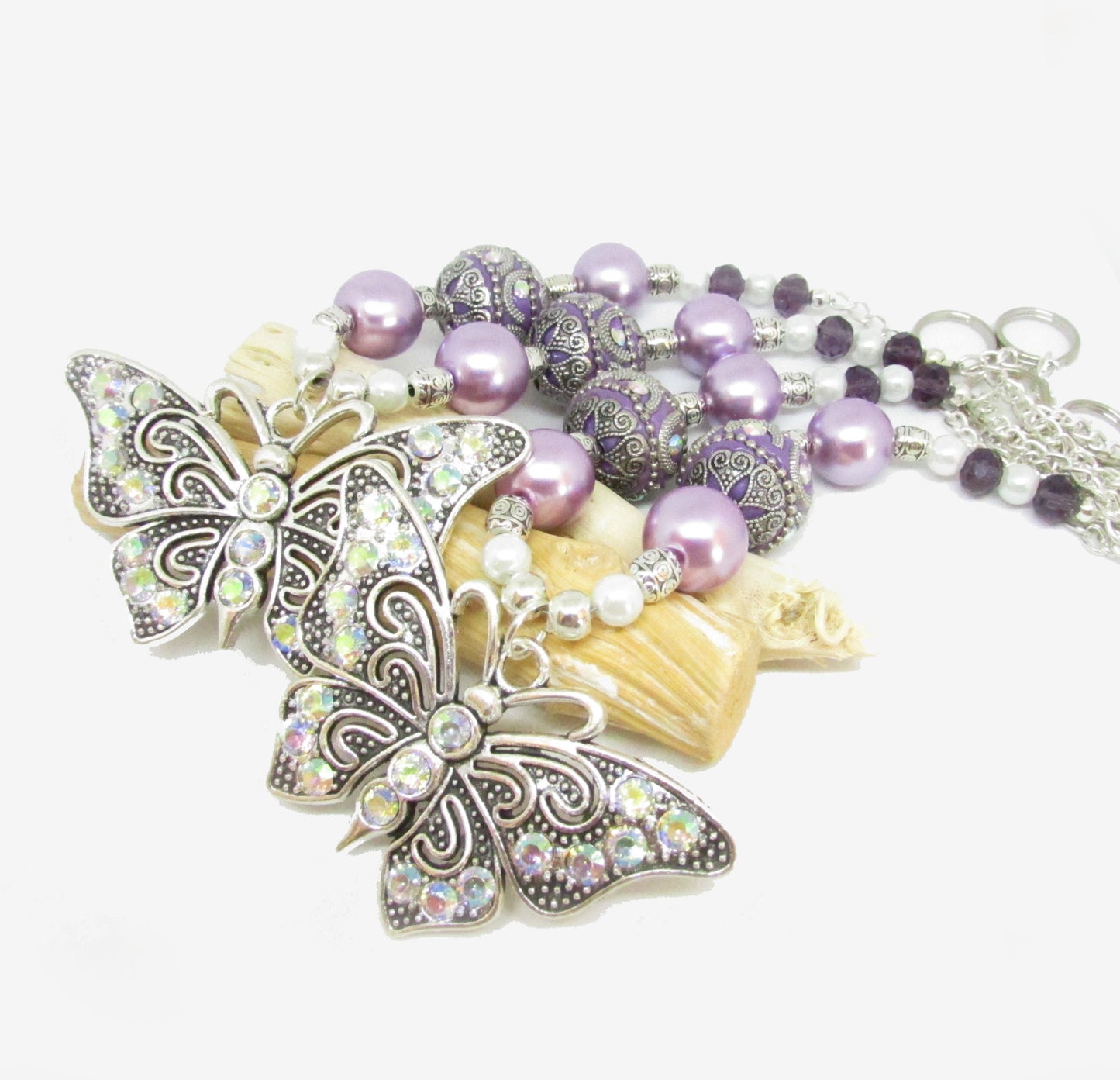 Butterfly Curtain Tiebacks – Rhinestone Beaded Nursery & Girls Room Decor, Handmade Set of 2