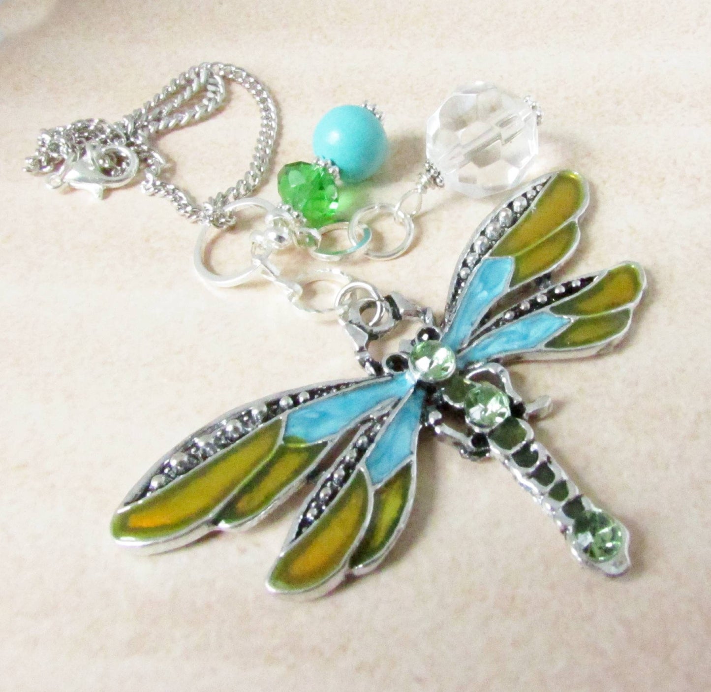 Dragonfly Car Charm – Crystal Sun Catcher Rear View Mirror Charm, Choose Your Color