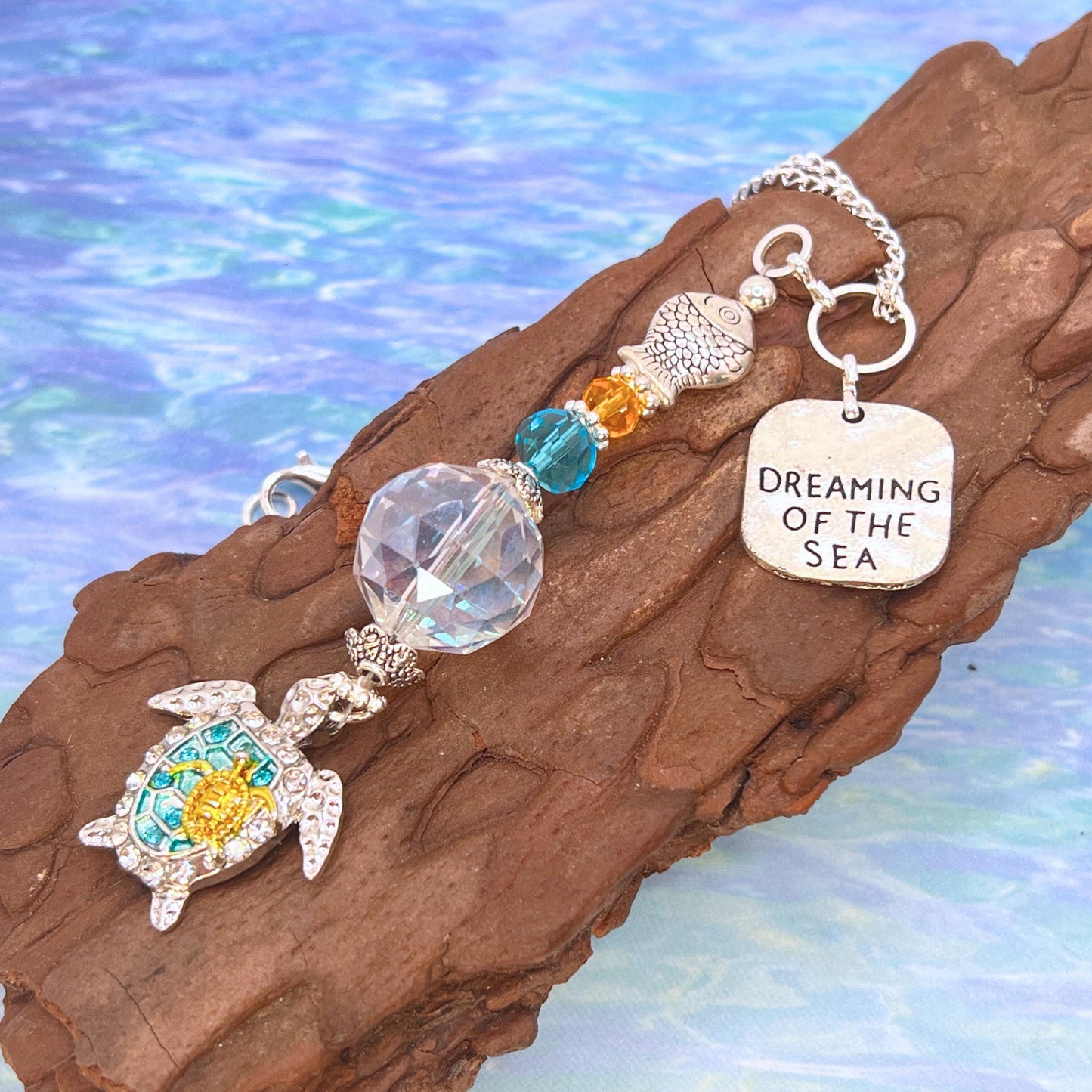 Mom and Baby Turtle Car Charm – Ocean Rear View Mirror Sun Catcher, Heartfelt Mother's Day Gift