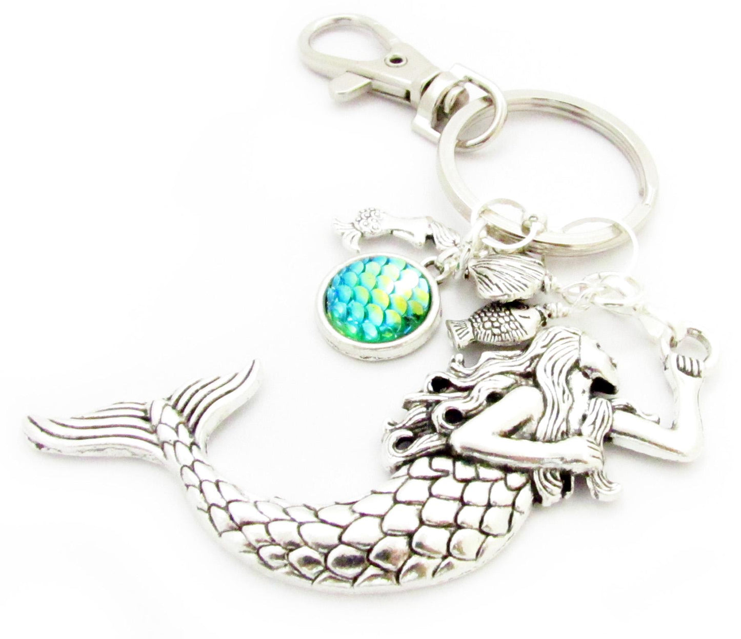 Mermaid Keychain & Purse Charm – Tropical Fish Scale Beach Accessory, Gift Under $20