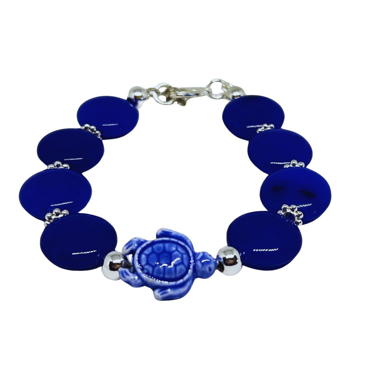 Stone Charm Bracelet: Lapis Lazuli Turtle - Ocean Inspired Jewelry