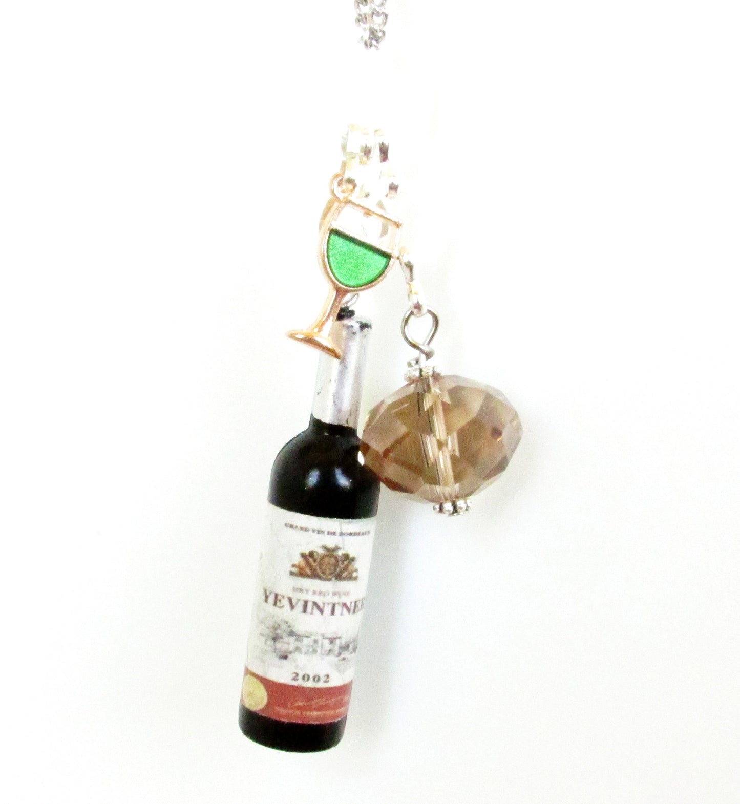 Wine Lover Car Charm – Sparkling Bottle & Glass Rear View Mirror Accessory