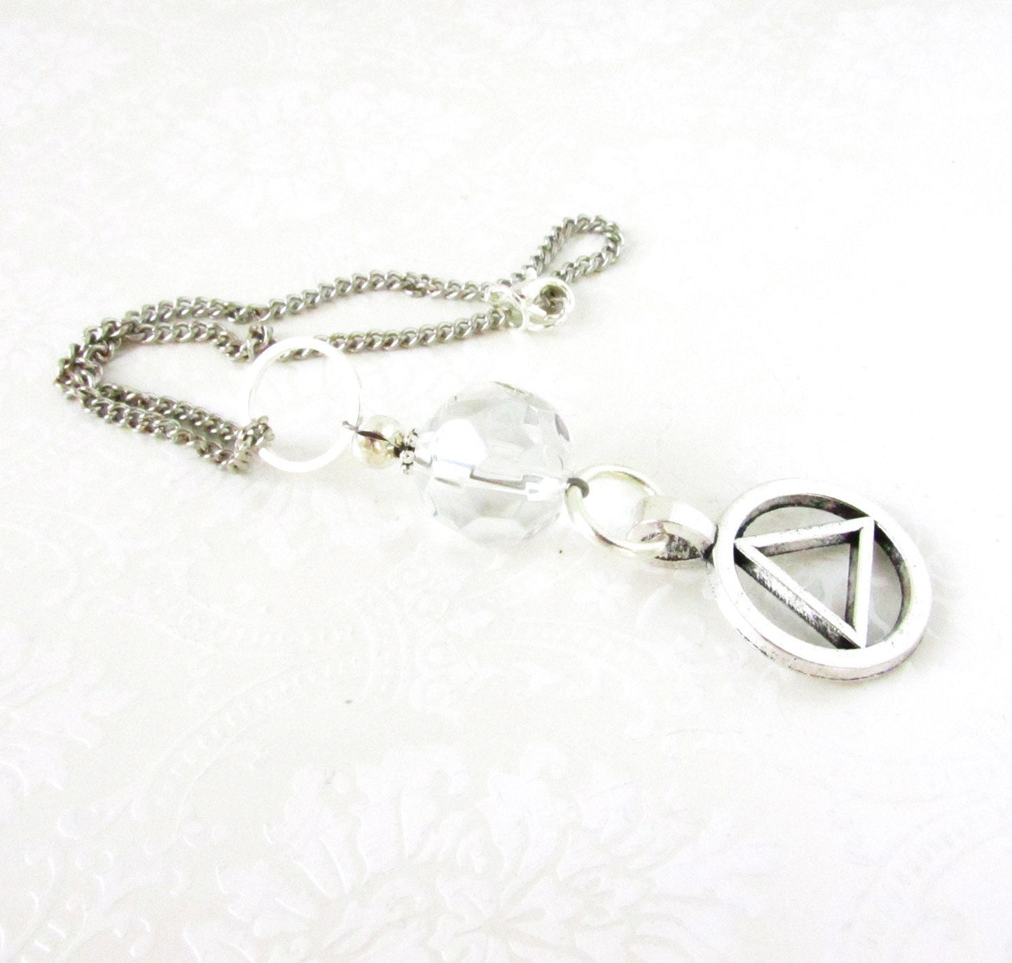 Crystal AA Car Charm – Addiction Recovery Rear View Mirror Gift, Sobriety Car Accessory