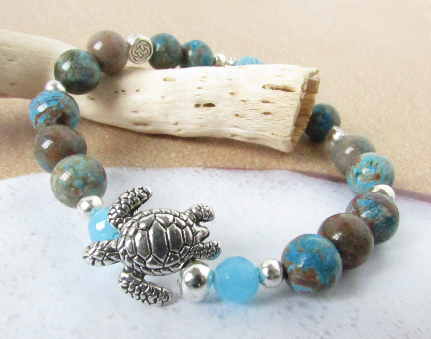 Turtle Bracelet: Crazy Lace Agate & Lava Stone Aromatherapy Diffuser