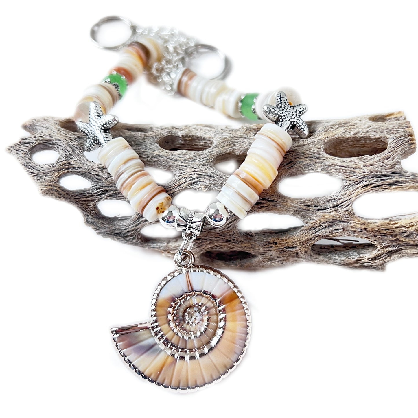 Seashell Curtain Tiebacks – Conch Shell & Coconut Bead Handmade Coastal Decor, Set of 2