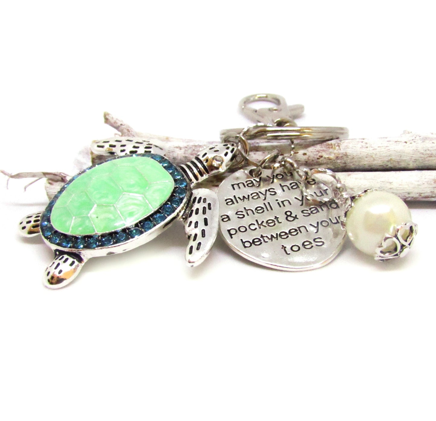 Sea Turtle Keychain – Beach Quote Keyring, Ocean Lover Coastal Charm