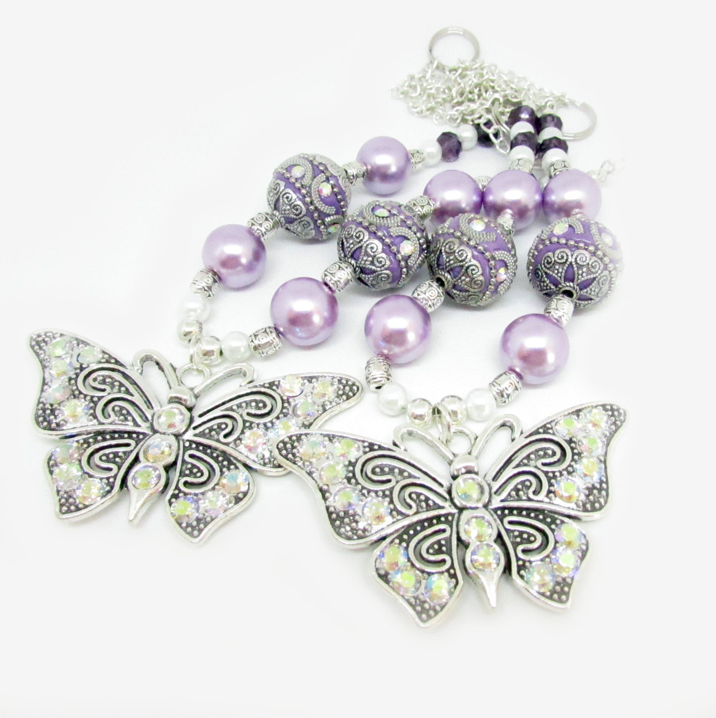 Butterfly Curtain Tiebacks – Rhinestone Beaded Nursery & Girls Room Decor, Handmade Set of 2