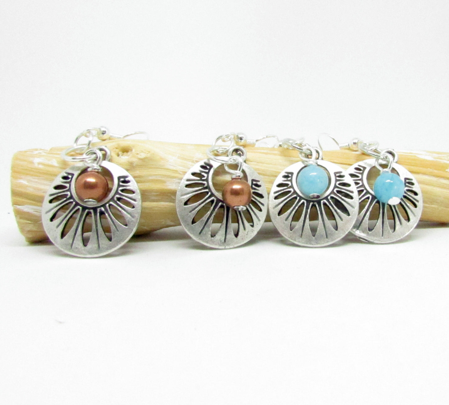 Boho Circle Dangle Earrings – Retro 70s Hippie Style, Lightweight Handmade Gift for Her