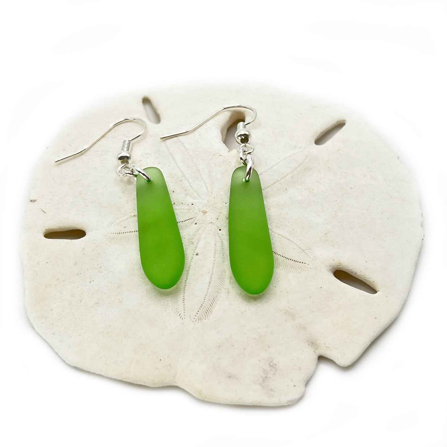 Boho Sea Glass Dangle Earrings – Yellow, Blue, Green or Purple, Handmade Coastal Beach Gift