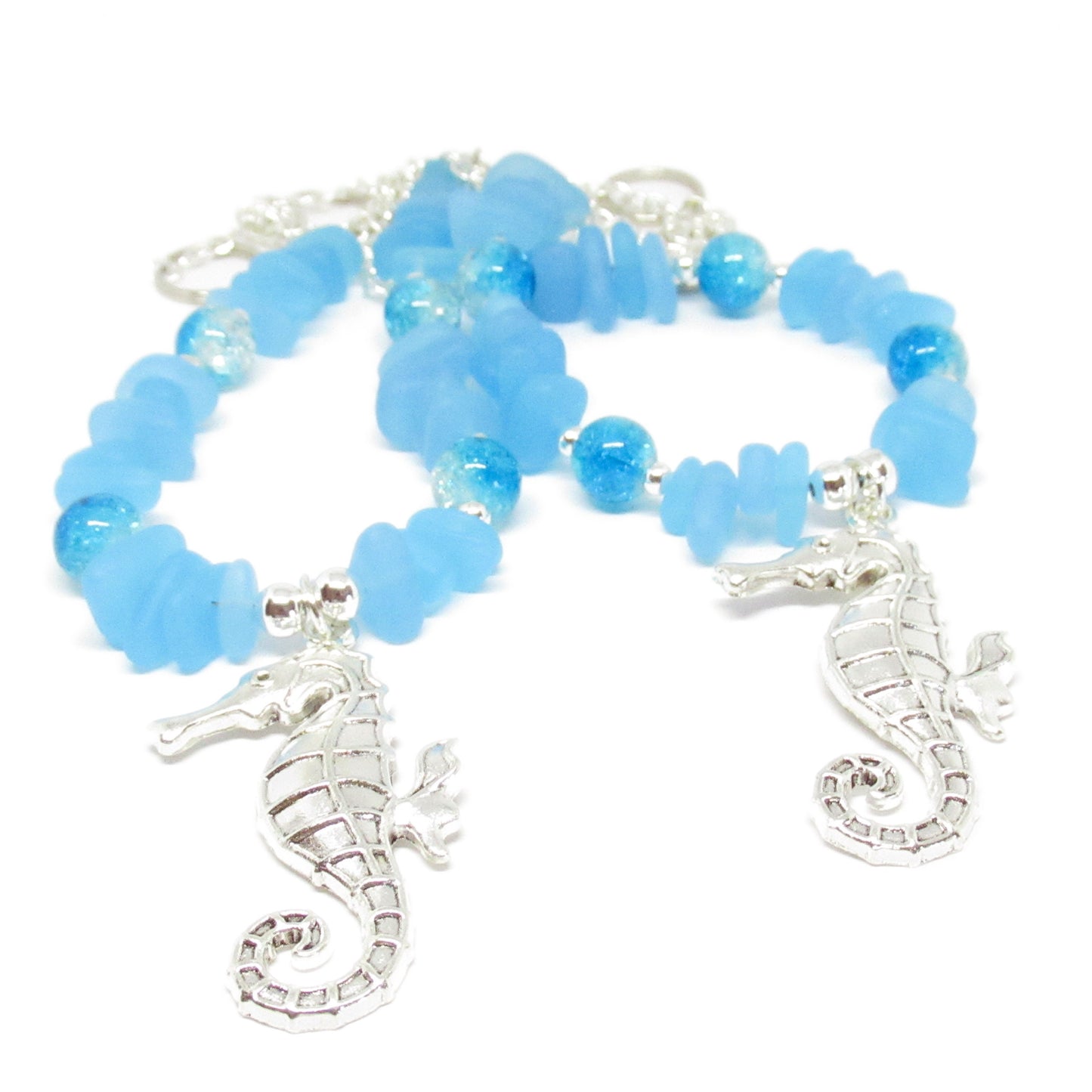 Seahorse Curtain Tiebacks – Sea Glass Beaded Drapery Holdbacks, Beach Cottage Decor
