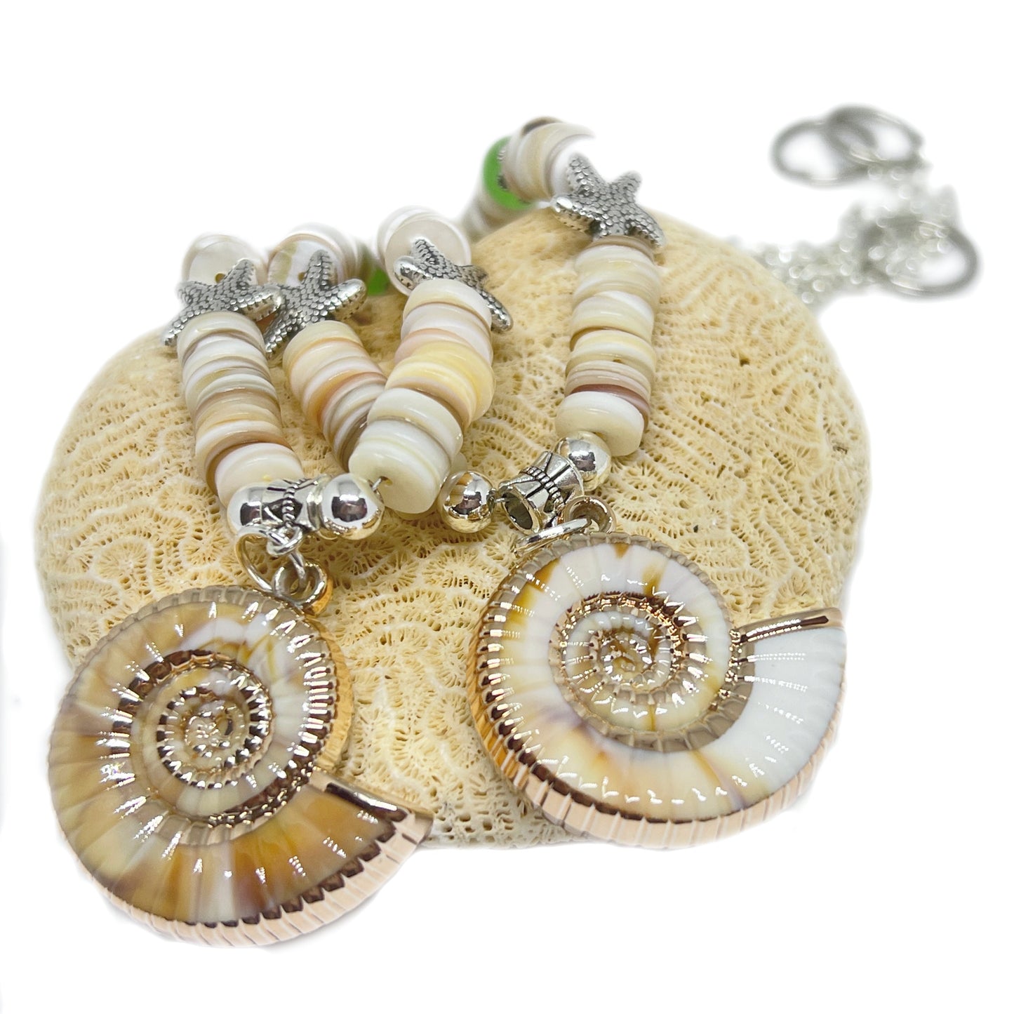 Seashell Curtain Tiebacks – Conch Shell & Coconut Bead Handmade Coastal Decor, Set of 2