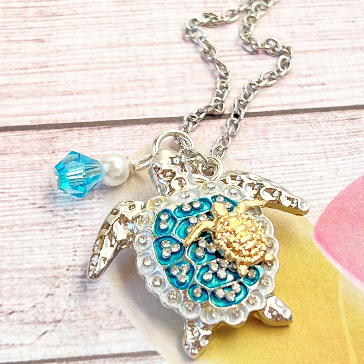 Mom & Baby Sea Turtle Necklace – Gold Tone Pendant, Mother's Day Coastal Beach Jewelry Gift