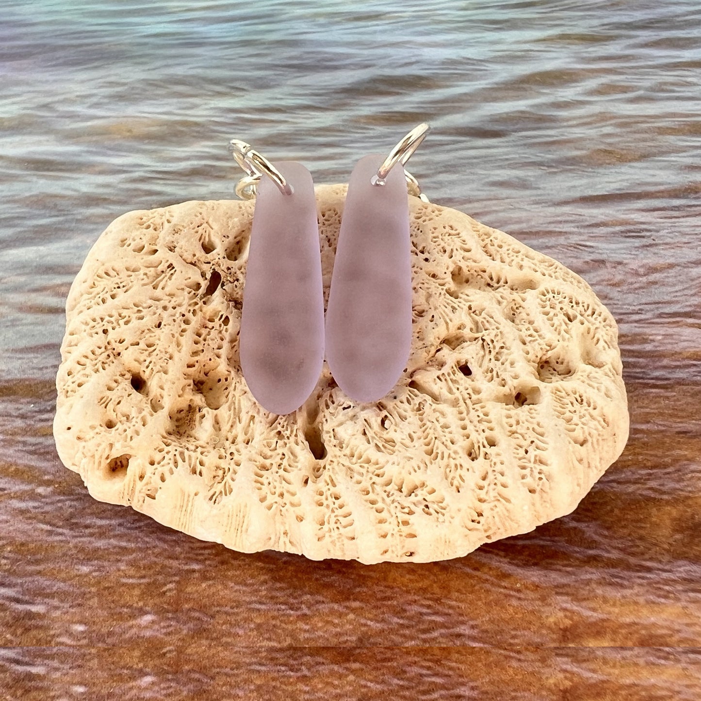 Sea Glass Teardrop Dangle Earrings – Lightweight Coastal Beach Jewelry, Choose Your Color
