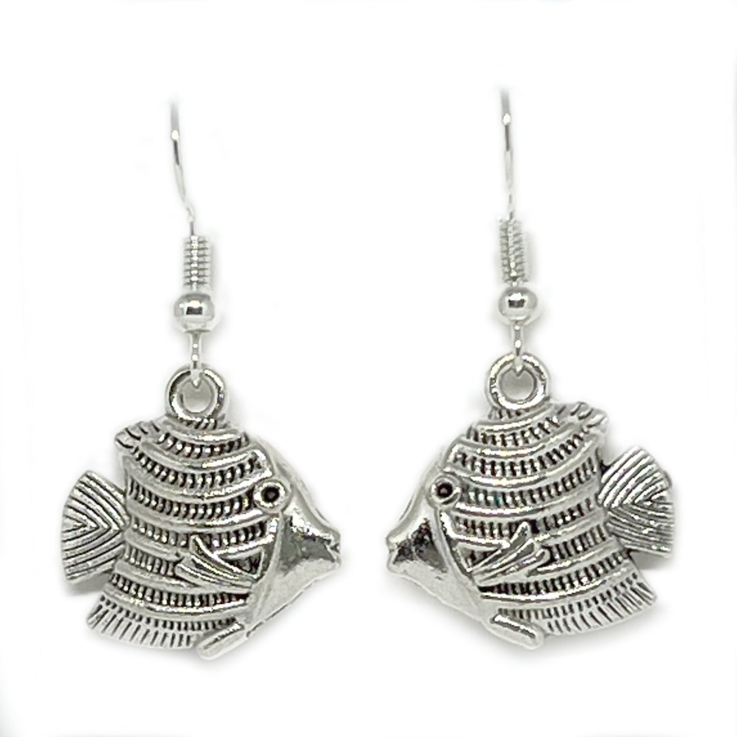 Angelfish Dangle Earrings – Silver Tropical Beach Jewelry, Handmade Ocean Gift for Her