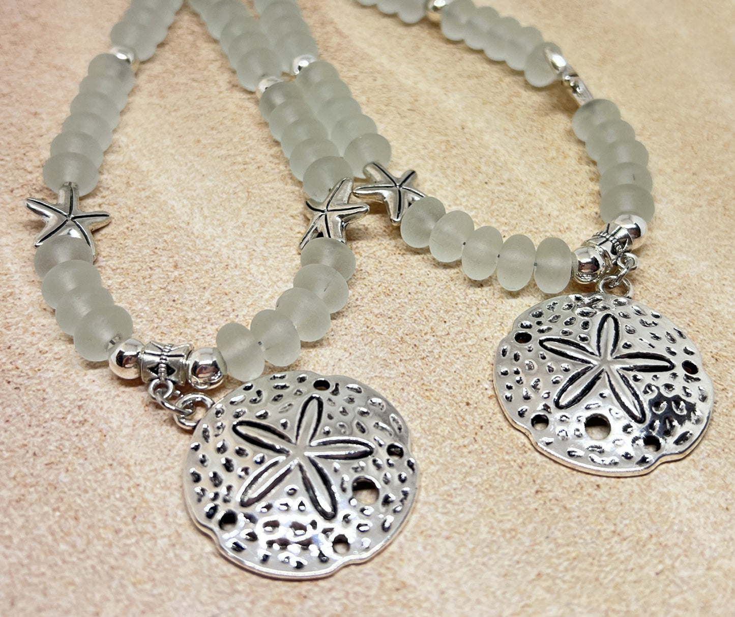 Sand Dollar Curtain Tiebacks – Sea Glass Beaded Coastal Beach Decor, Handmade Set of 2