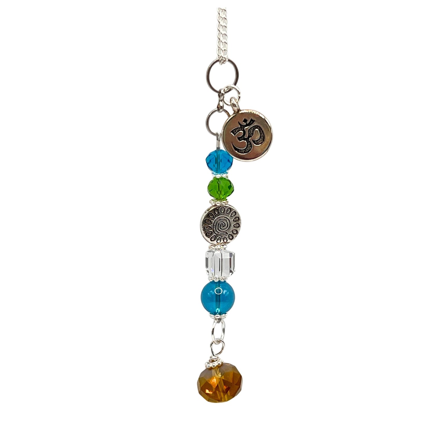 Ohm Rear View Mirror Charm – Crystal Car Dangle & Yoga Sun Catcher, Mindfulness Gift for Yogis