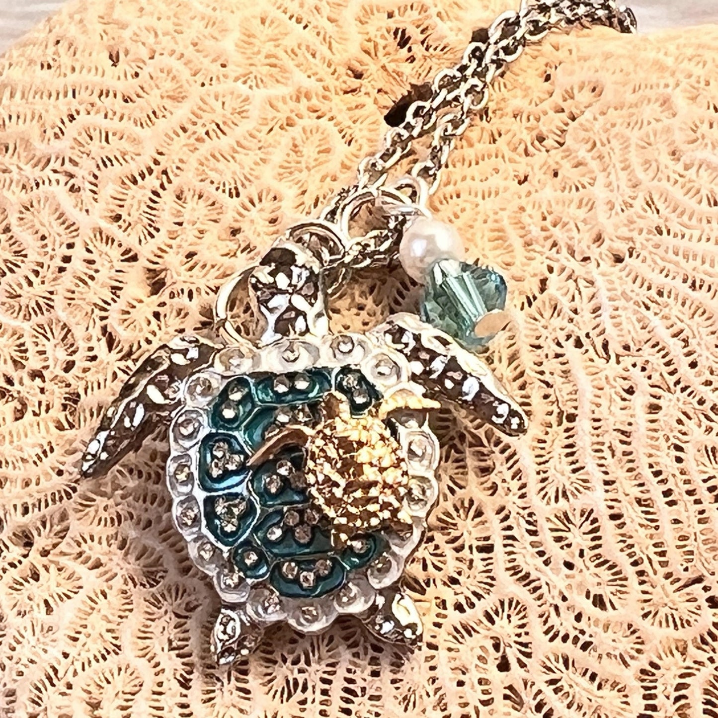 Mom & Baby Sea Turtle Necklace – Turquoise Shell Pendant, Coastal Beach Jewelry Mother's Day Gift