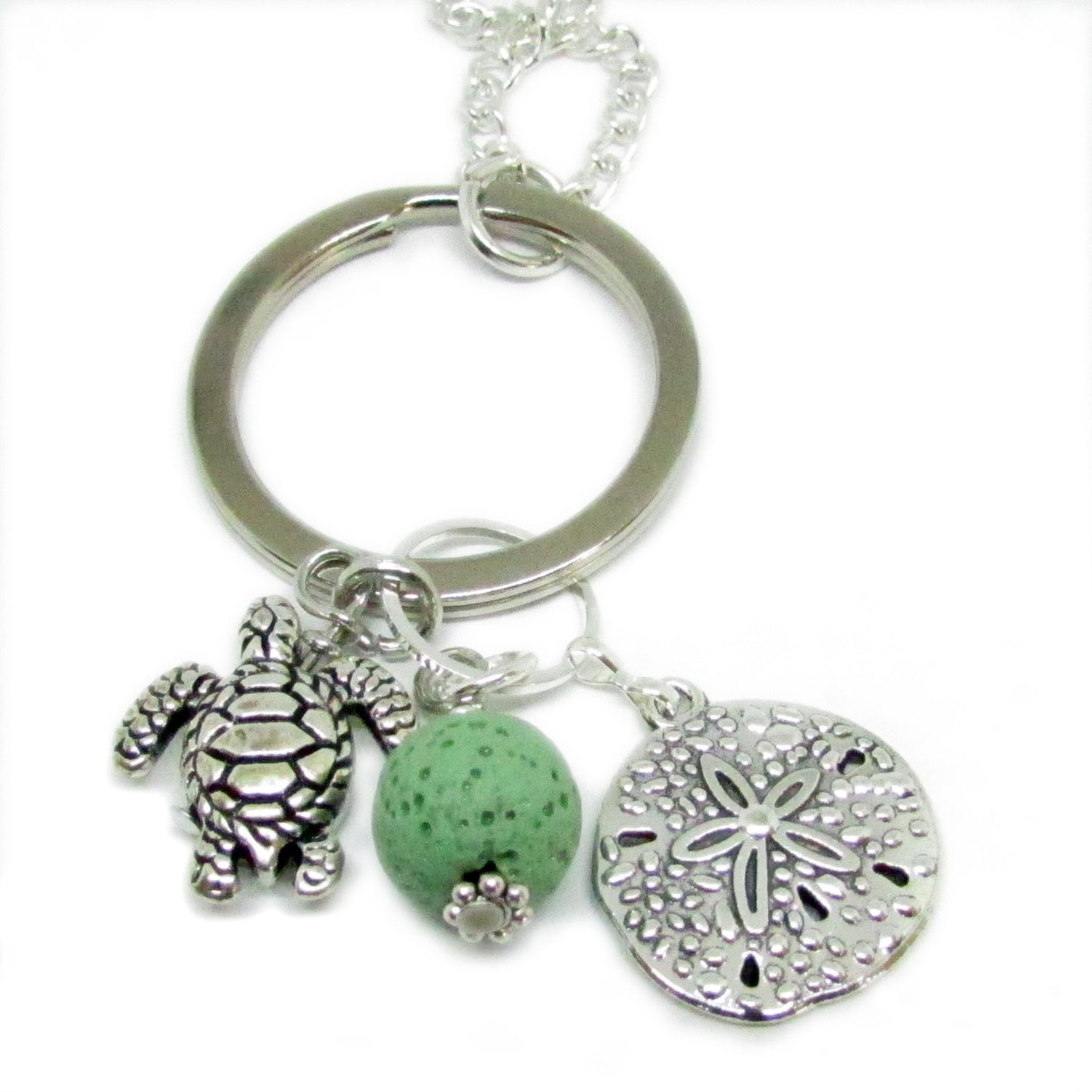 Sea Turtle Lanyard – Aromatherapy Lava Bead, ID Badge & Eyeglass Chain, Beach Lover Gift