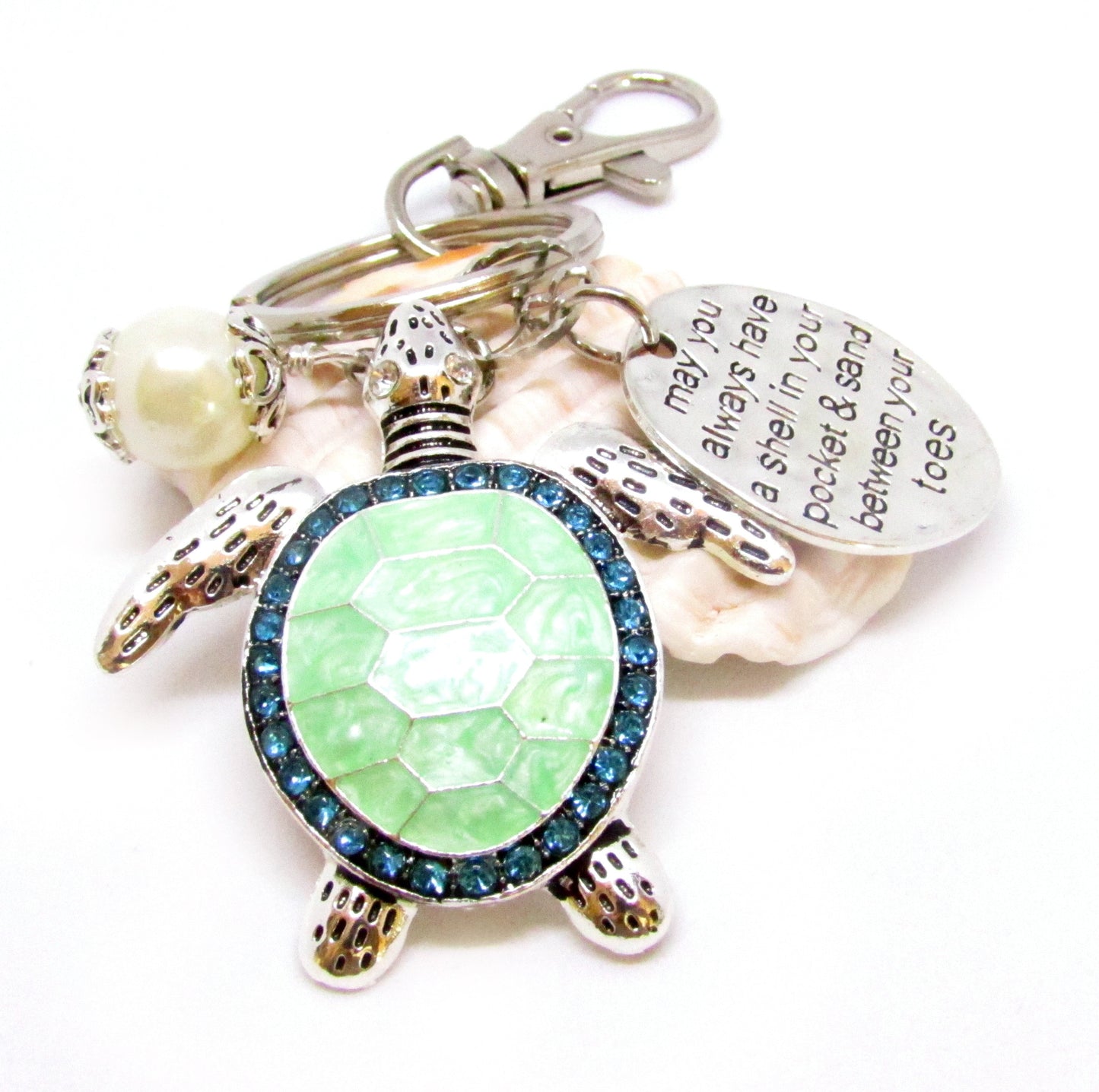 Sea Turtle Keychain – Beach Quote Keyring, Ocean Lover Coastal Charm