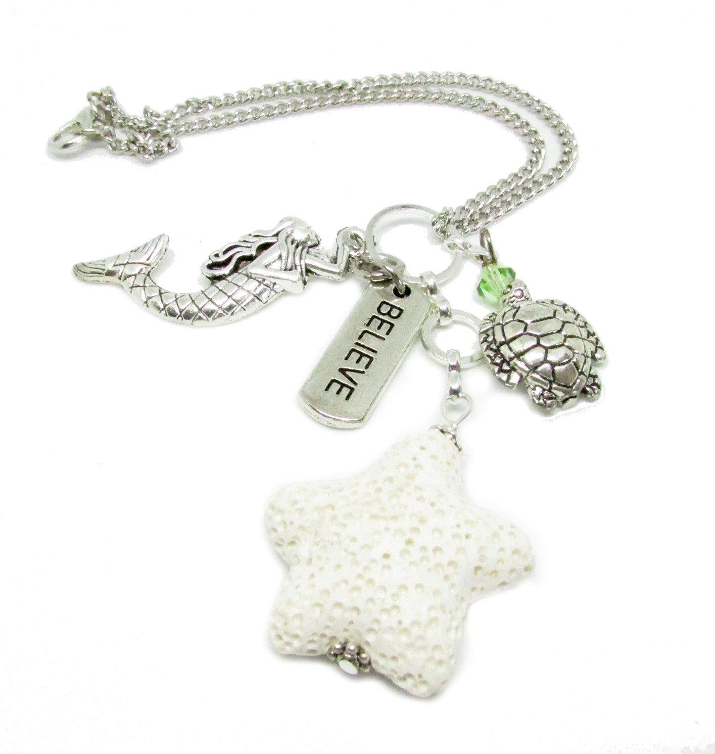 Mermaid Rear View Mirror Charm – Aromatherapy Lava Bead Diffuser with Believe Charm, Coastal Gift