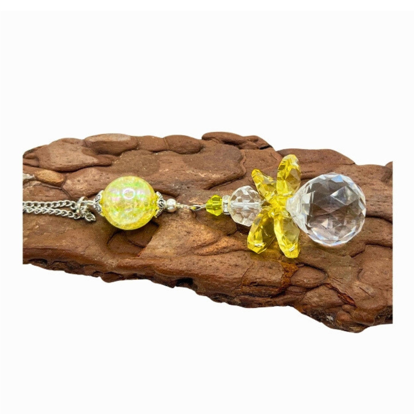 Crystal Angel Sun Catcher – Faceted Crystal Ball Rear View Mirror Charm, Choose Your Color