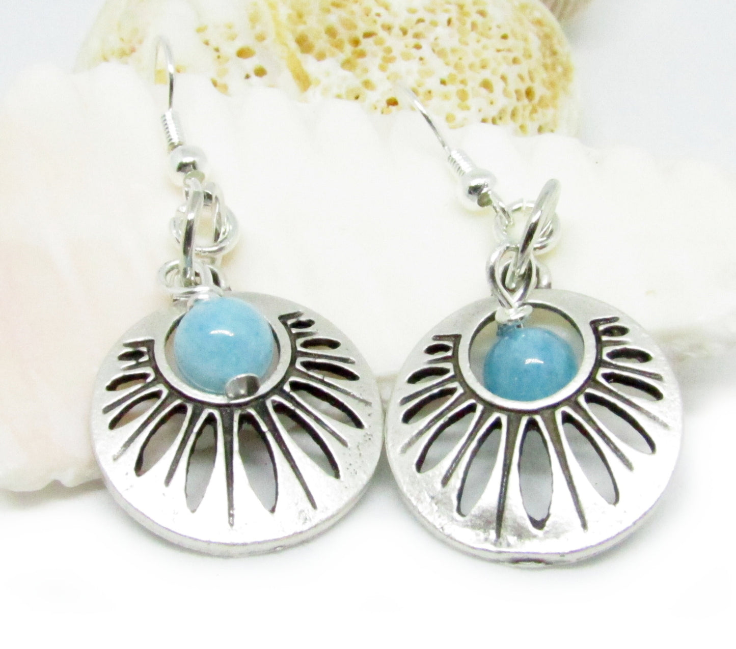Boho Circle Dangle Earrings – Retro 70s Hippie Style, Lightweight Handmade Gift for Her
