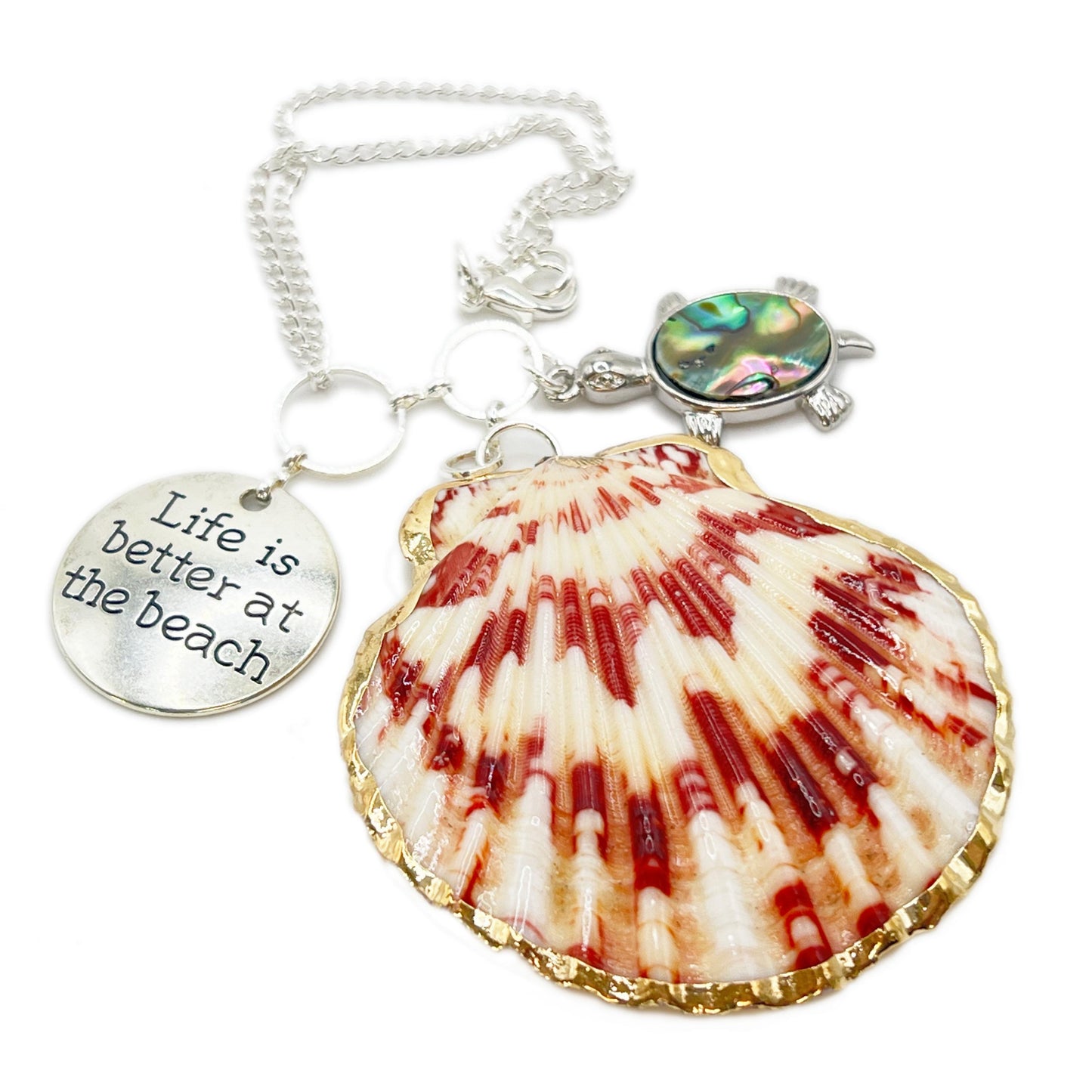 Abalone Turtle Car Charm – Shell Rear View Mirror Dangle, Coastal Ocean Gift
