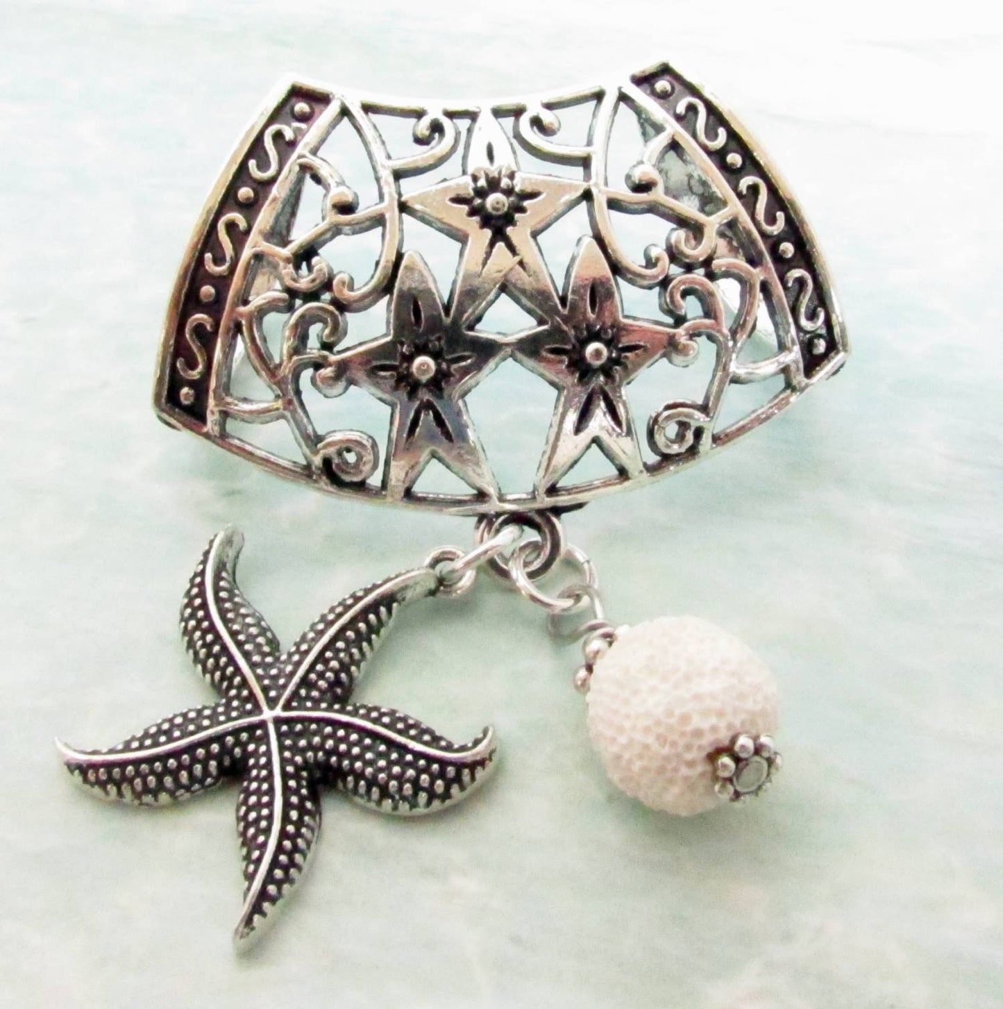 Starfish Scarf Slide – Essential Oil Diffuser Scarf Jewelry, Coastal Gift for Her