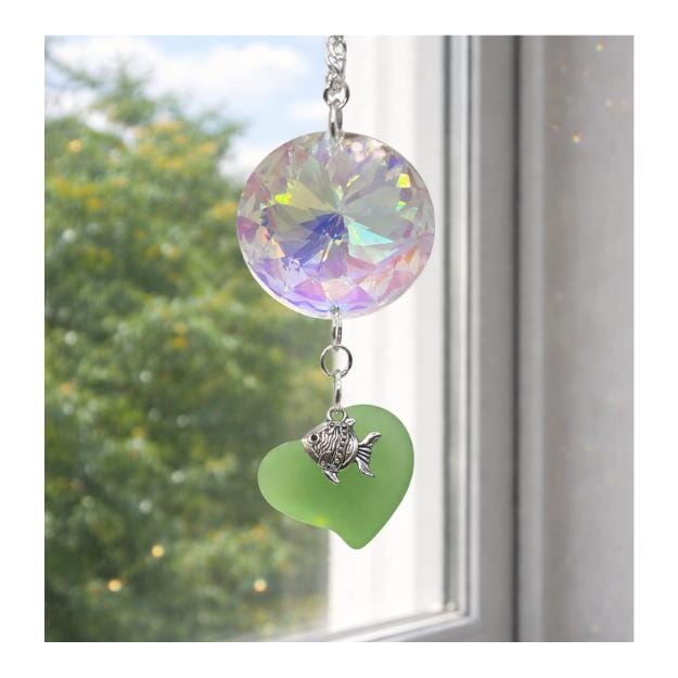 Crystal Prism Window Suncatcher – Starfish or Fish Charm, Rainbow Light Coastal Home Decor