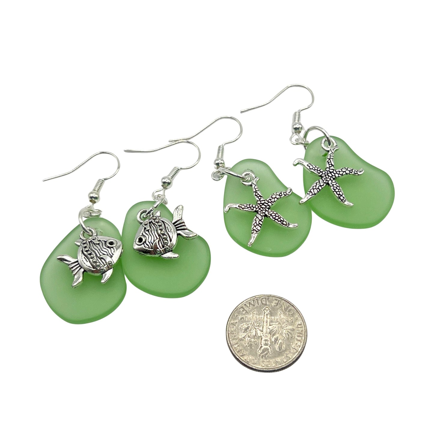 Sea Turtle & Starfish Earrings – Sea Glass Beach Jewelry, Choose Your Design & Color
