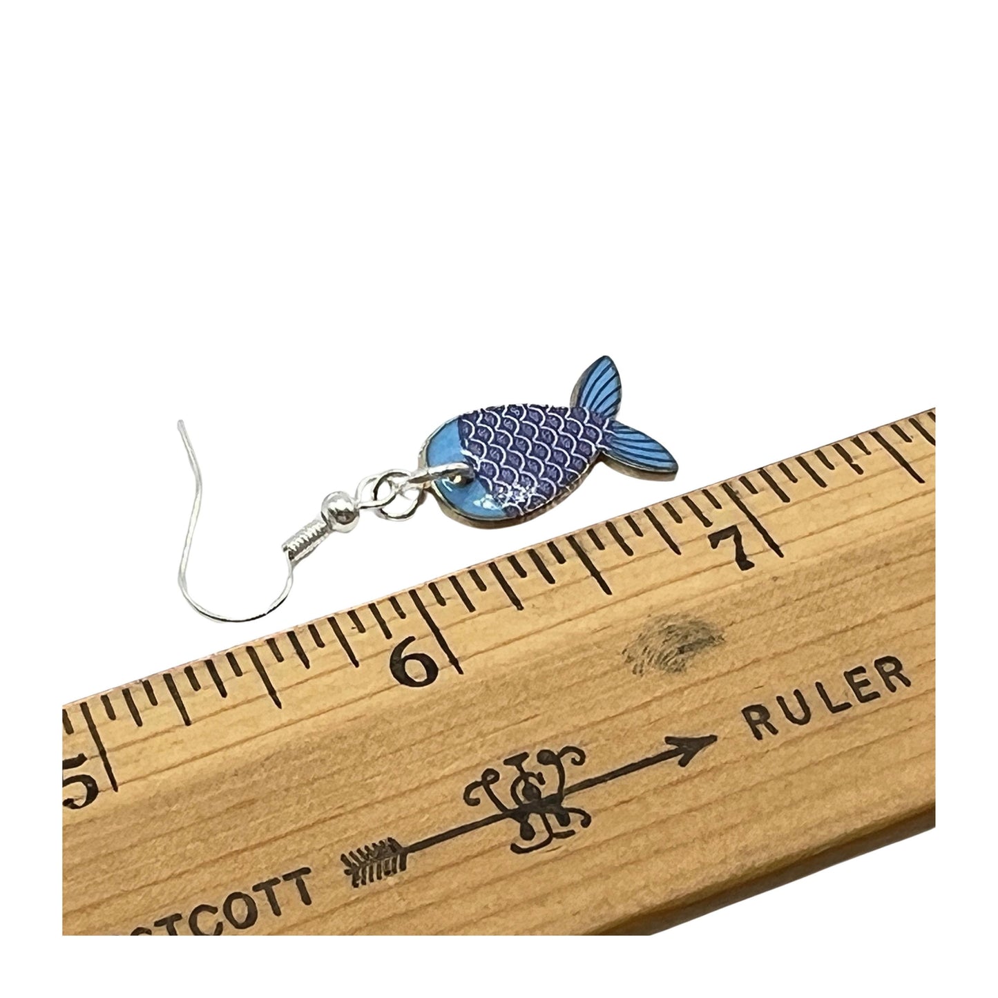 Enamel Fish Dangle Earrings – Colorful Whimsical Beach Jewelry, Handmade Gift for Her