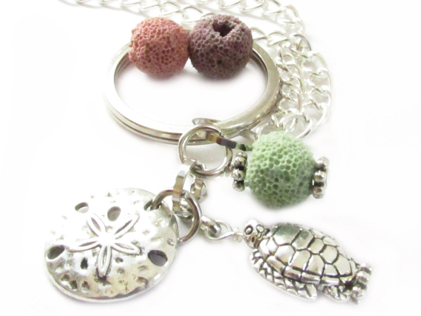 Sea Turtle Lanyard – Aromatherapy Lava Bead, ID Badge & Eyeglass Chain, Beach Lover Gift