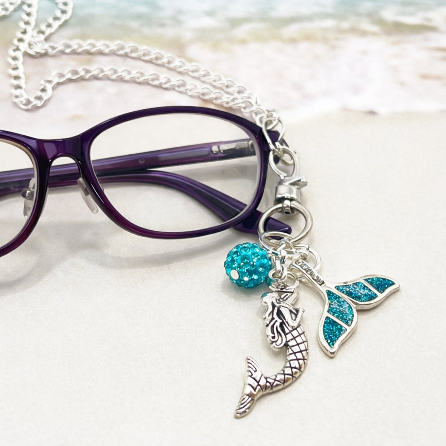 Mermaid Eyeglass Lanyard – Beach Charm Glasses Holder Necklace, Coastal Gift for Her