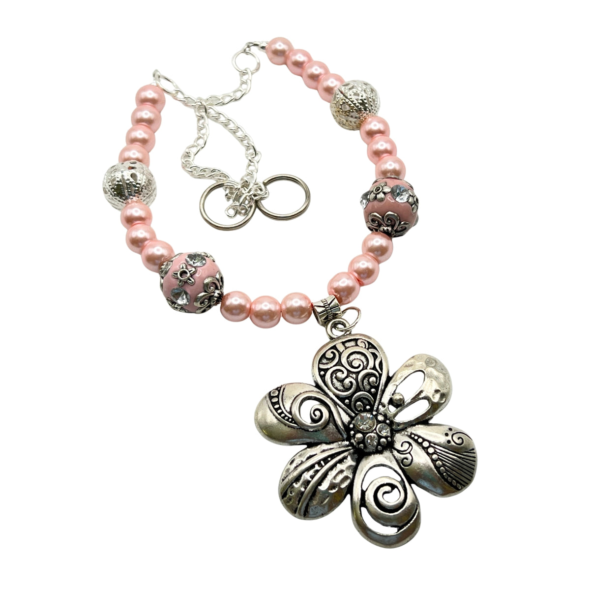 Pink Crystal Flower Curtain Tiebacks - Shabby Chic Drapery
