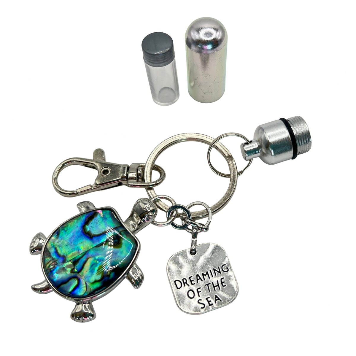 Sea Turtle Abalone Keychain: Nautical Pill Case