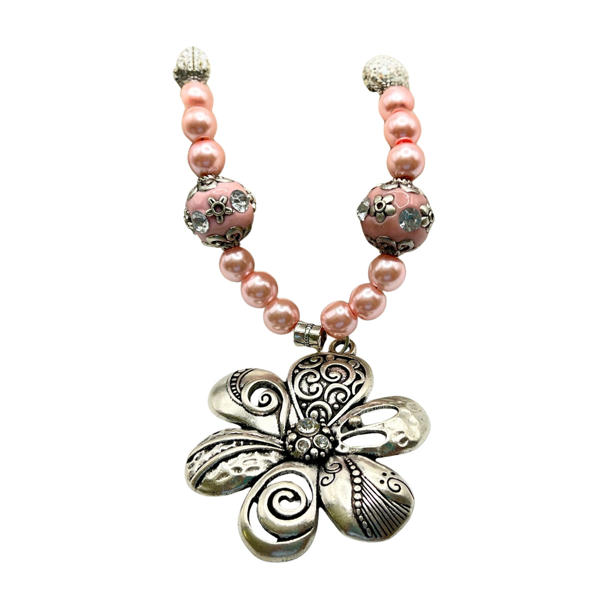 Pink Crystal Flower Curtain Tiebacks - Shabby Chic Drapery