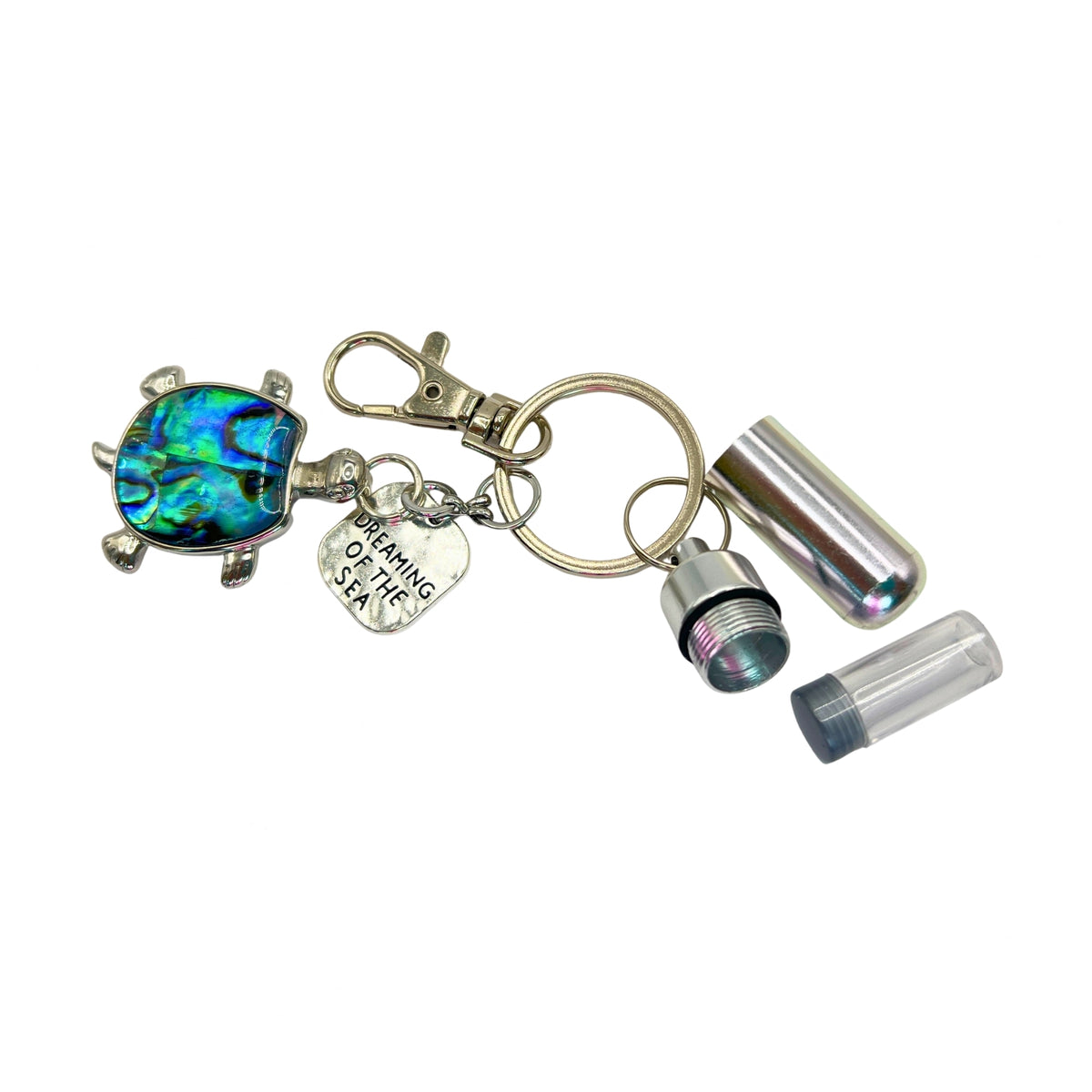 Sea Turtle Abalone Keychain: Nautical Pill Case