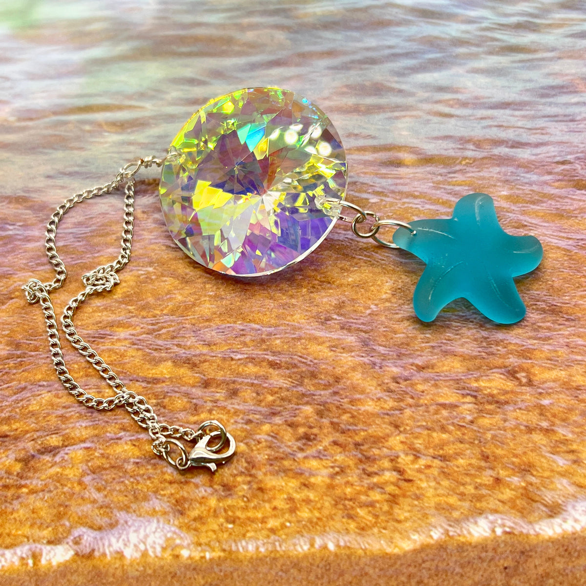 Crystal Prism Sun Catcher Car Charm - Starfish or Heart