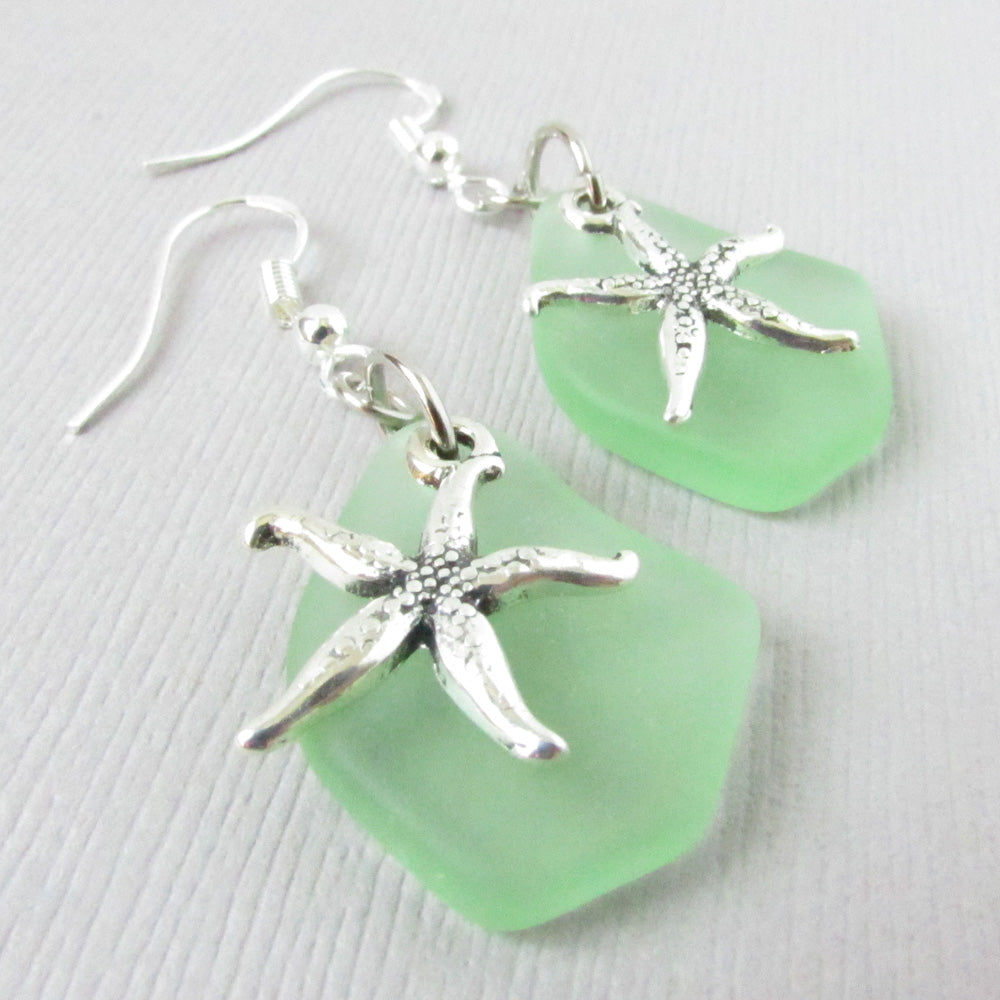 Sea Turtle & Starfish Earrings – Sea Glass Beach Jewelry, Choose Your Design & Color