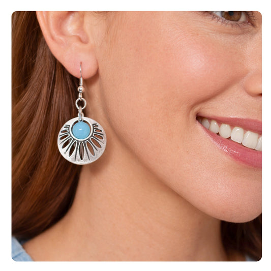 Round dangle earrings — retro 70s hippie style fashion jewelry
