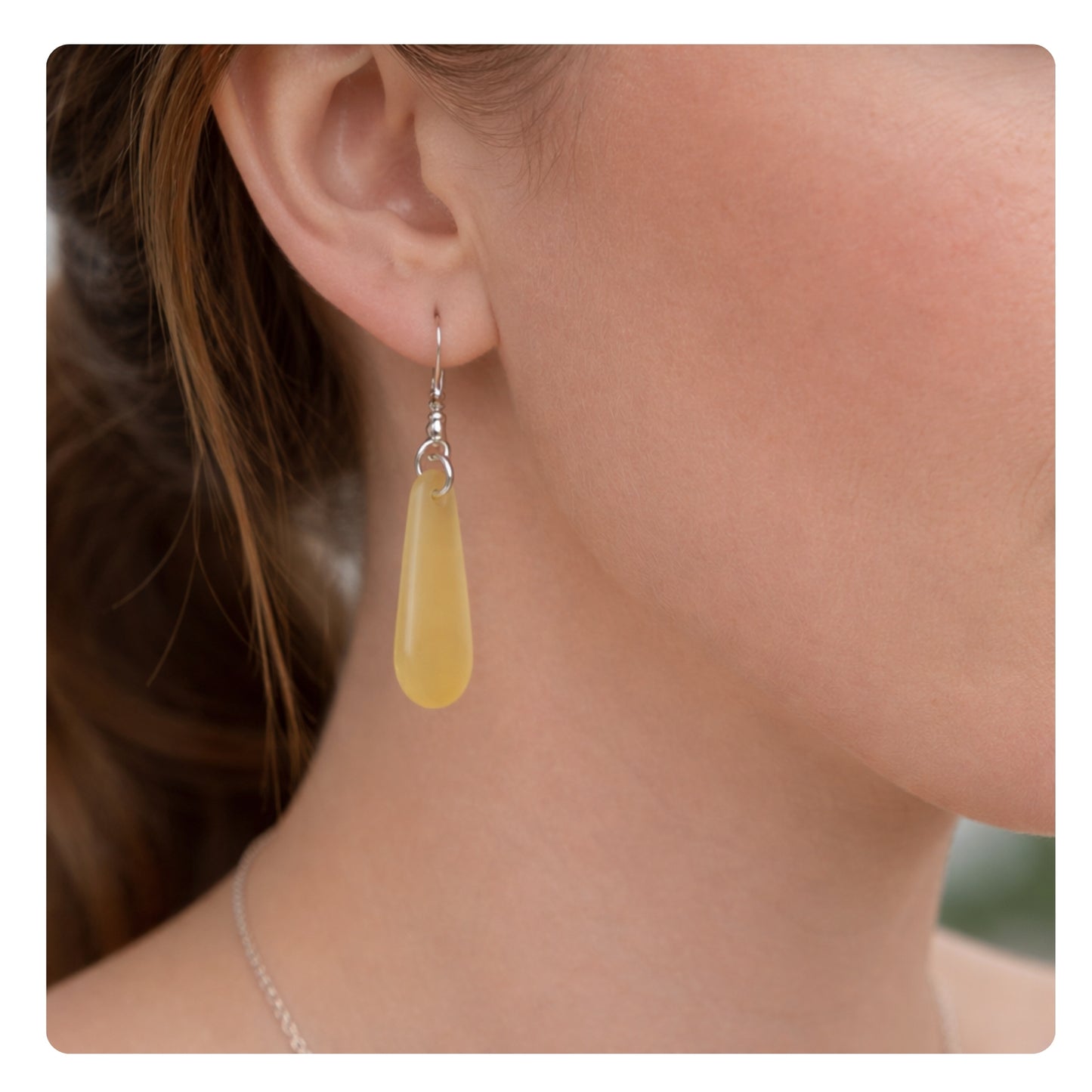Sea Glass Teardrop Dangle Earrings – Lightweight Coastal Beach Jewelry, Choose Your Color