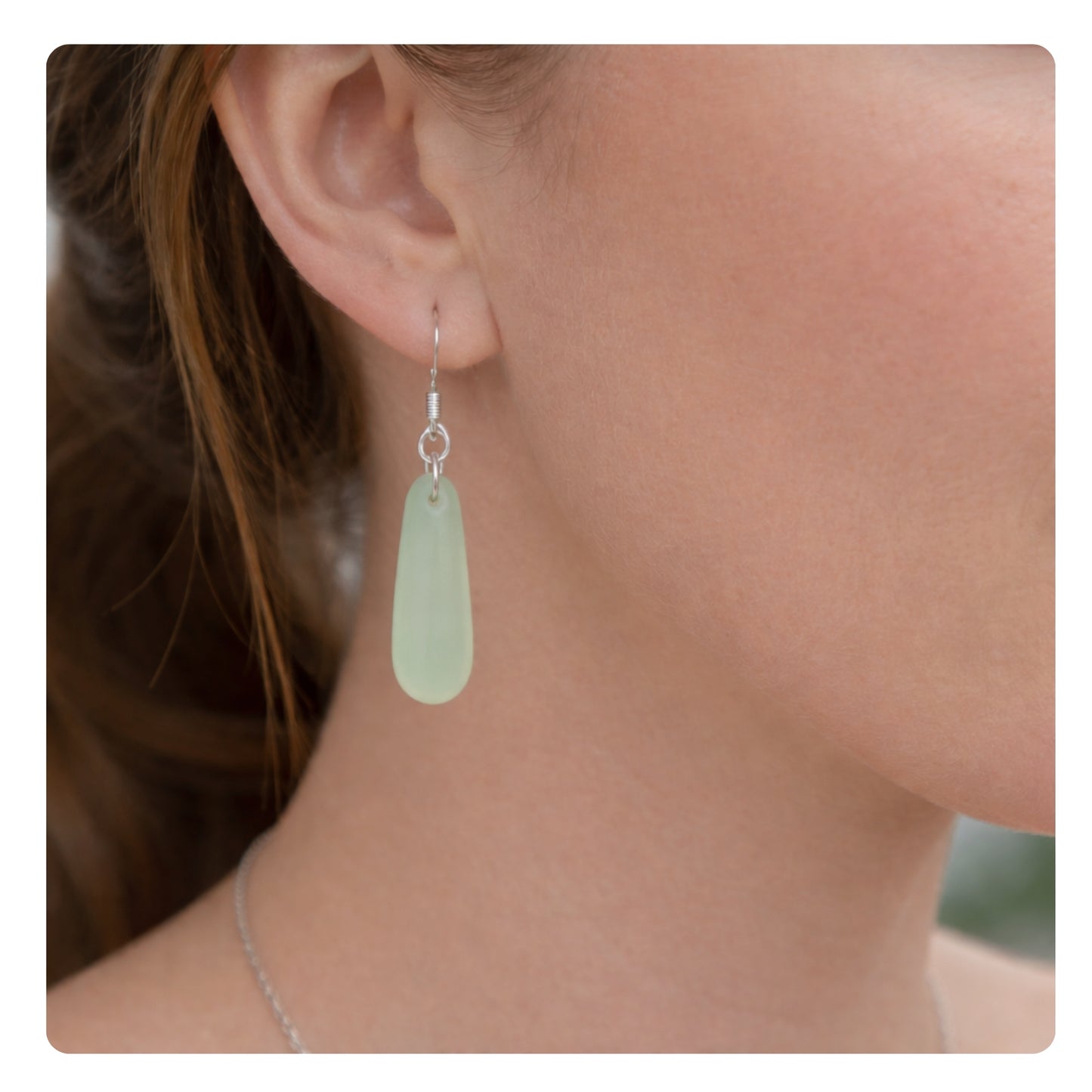 Sea Glass Teardrop Dangle Earrings – Lightweight Coastal Beach Jewelry, Choose Your Color