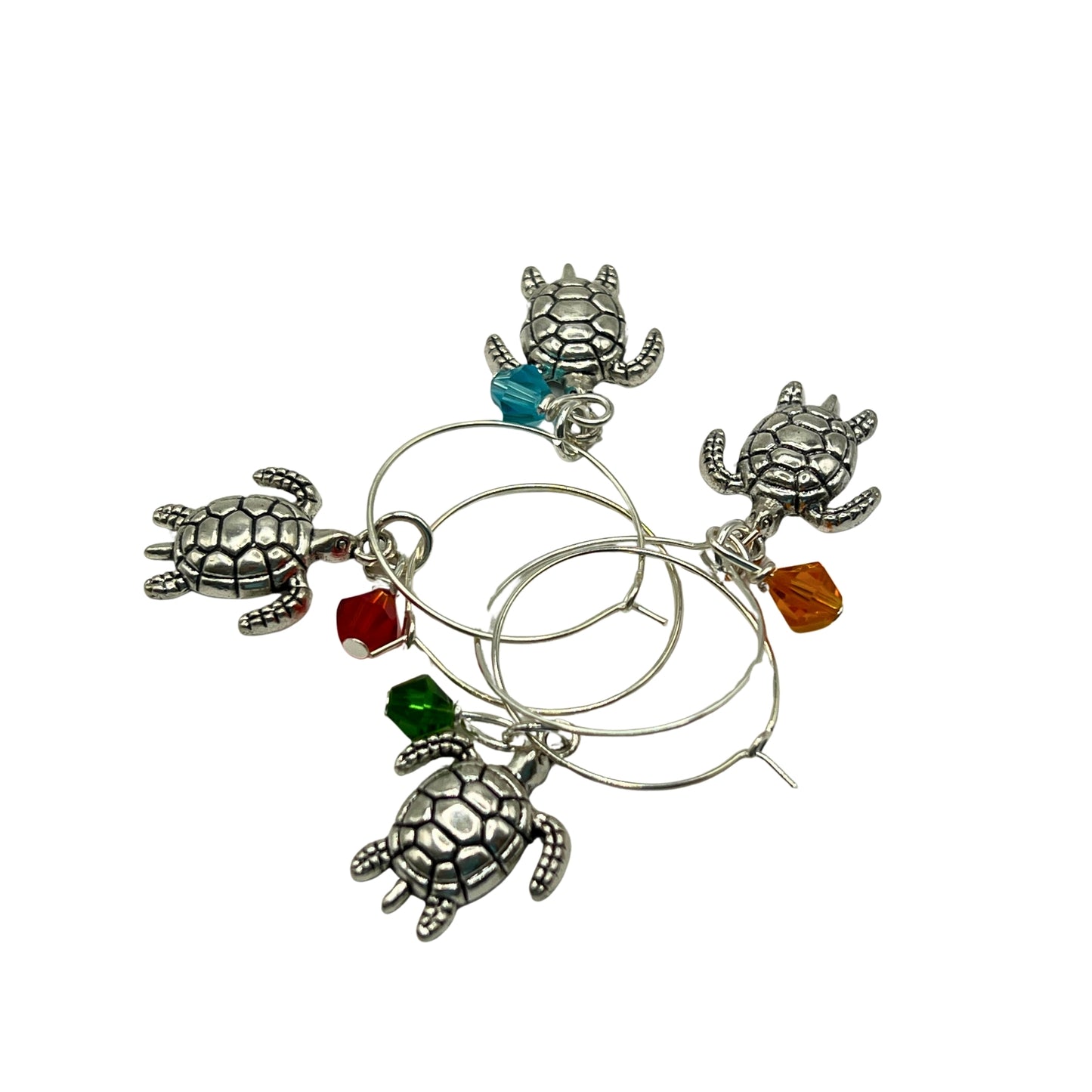 Sea Turtle Wine Glass Charms – Beach Lover Hostess Gift, Set of 4