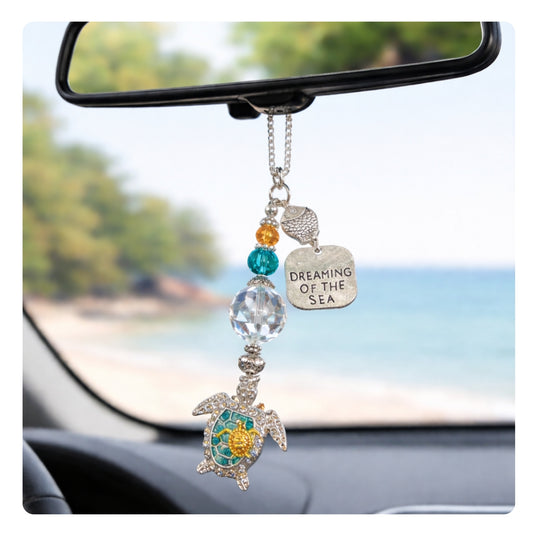 Mom and Baby Turtle Car Charm – Ocean Rear View Mirror Sun Catcher, Heartfelt Mother's Day Gift